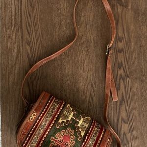 Turkish weave purse with shoulder strap.